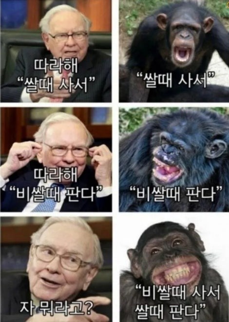버핏 vs 침팬지 — &ldquo;쌀때 사서 비쌀때 판다&rdquo;